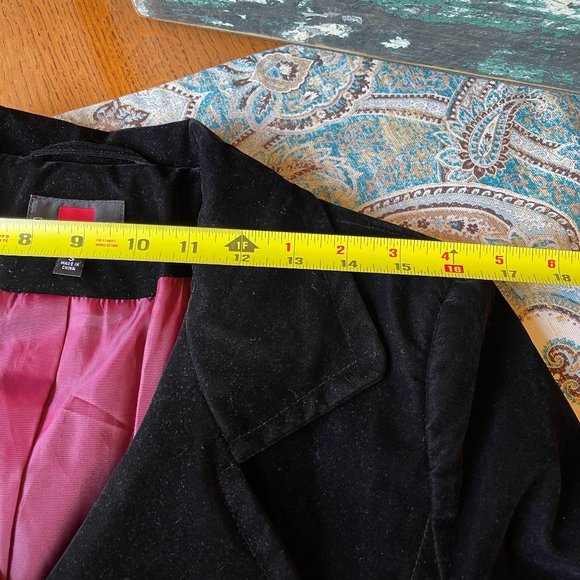 Gallery Velvet Double Breasted Black Pea Coat Blazer Size S - Picture 12 of 16